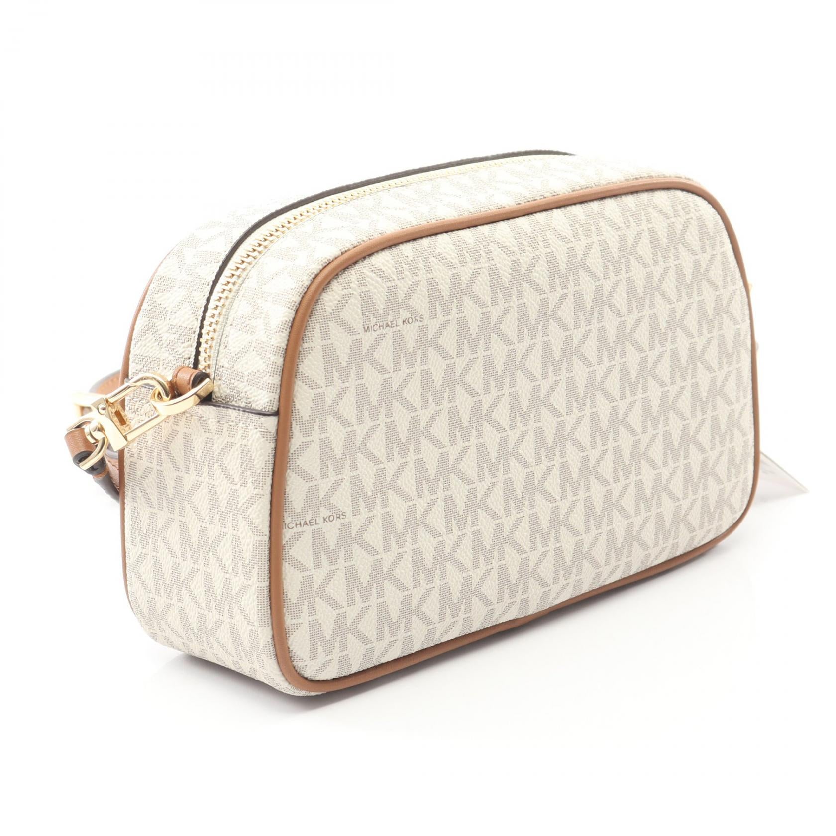 マイケルコース Michael Kors JET SET ジェットセット スモール ショルダーバッグ バッグ PVCコーティングキャンバス レザー レディース ホワイト系 / ブラウン系 32F5GJ6C5B149 【新品】 JET SET ジェットセット スモール ショルダーバッグ PVCコーティング