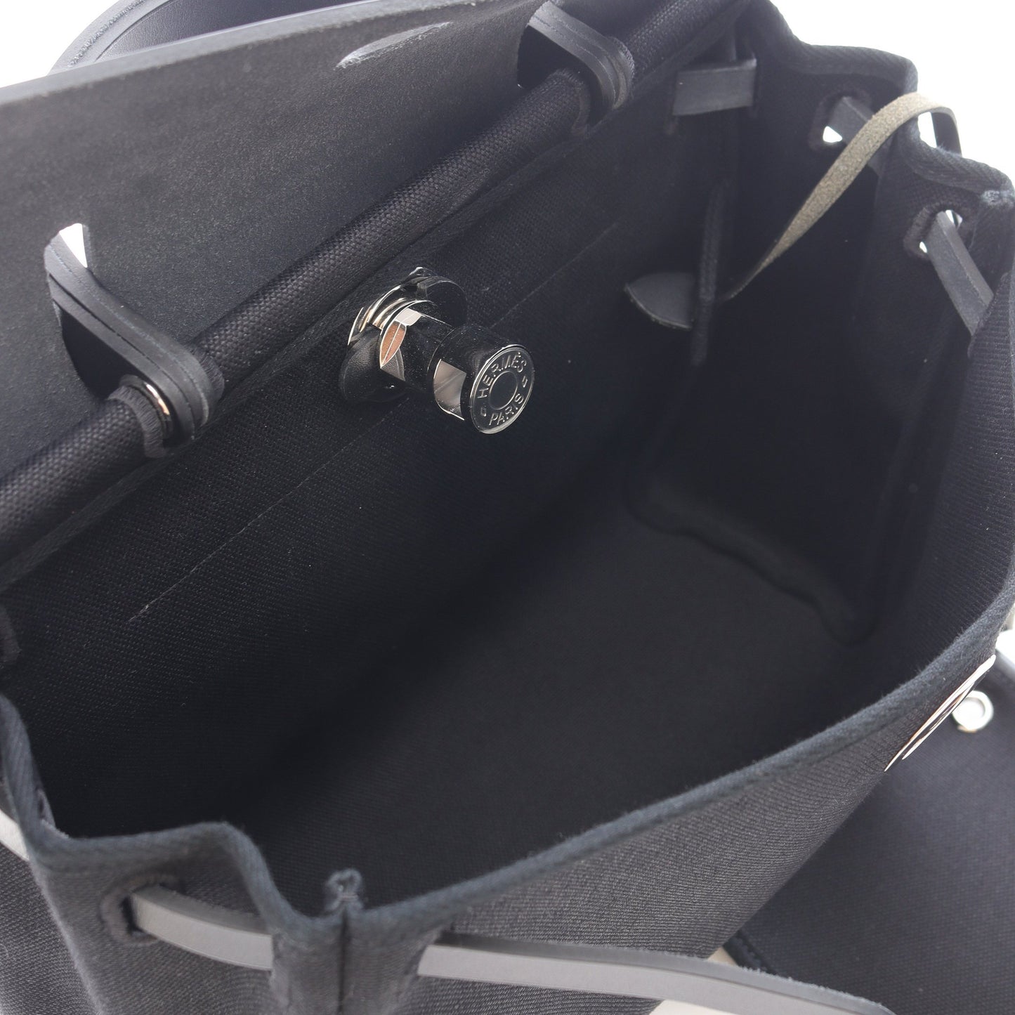 エールバッグジップPM ルトゥルネ ハンドバッグ ヴァッシュハンター トワルミリタリー ブラック シルバー金具 B刻印 エルメス バッグ HERMES