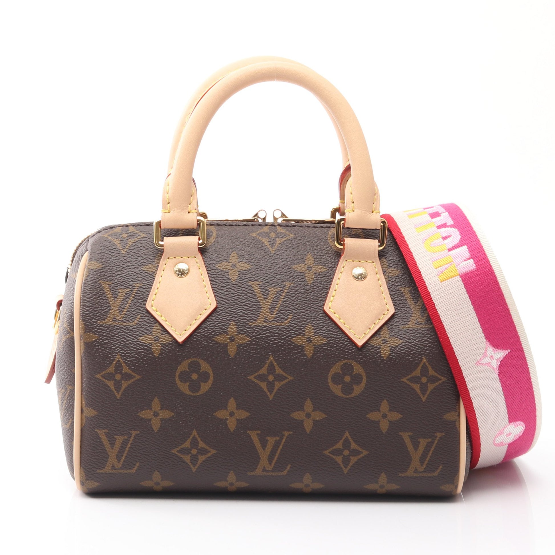 スピーディ バンドリエール20 モノグラム フューシャ ハンドバッグ PVC レザー ブラウン 2WAY ルイヴィトン バッグ LOUIS VUITTON