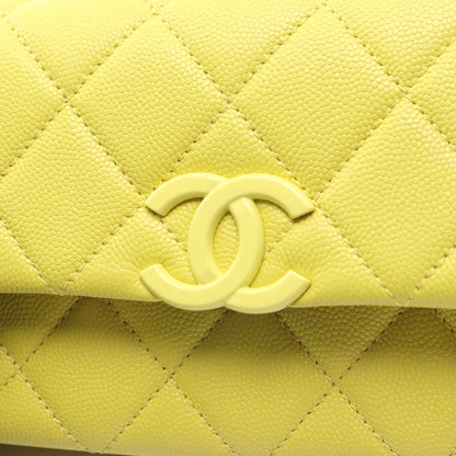 マトラッセ チェーンショルダーバッグ キャビアスキン イエロー コンビ金具 シャネル バッグ CHANEL
