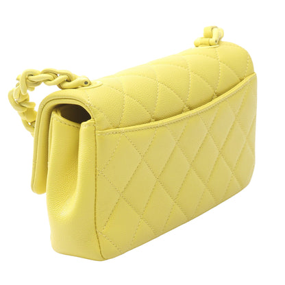 マトラッセ チェーンショルダーバッグ キャビアスキン イエロー コンビ金具 シャネル バッグ CHANEL