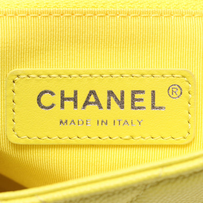 マトラッセ チェーンショルダーバッグ キャビアスキン イエロー コンビ金具 シャネル バッグ CHANEL