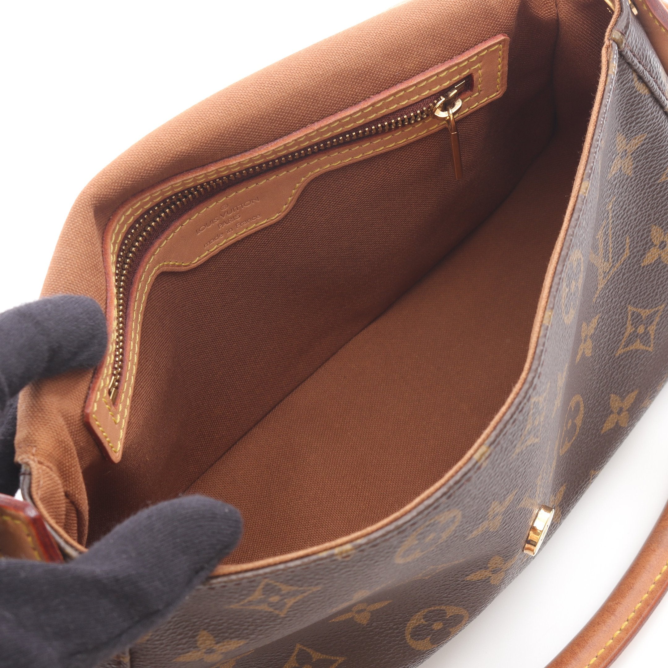 ミニルーピング モノグラム ハンドバッグ PVC レザー ブラウン ルイ