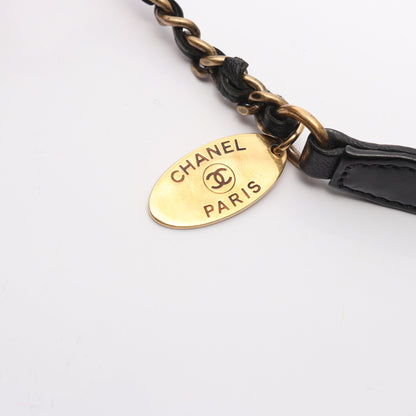 マトラッセ Wチェーンショルダーバッグ エナメルレザー レザー ブラック ゴールド金具 シャネル バッグ CHANEL