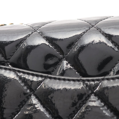 マトラッセ Wチェーンショルダーバッグ エナメルレザー レザー ブラック ゴールド金具 シャネル バッグ CHANEL