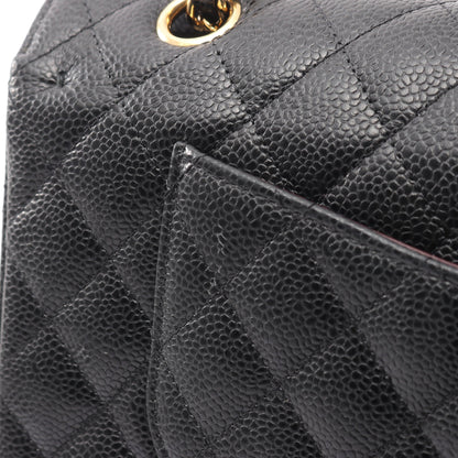 マトラッセ Wフラップ Wチェーンショルダーバッグ キャビアスキン ブラック ゴールド金具 シャネル バッグ CHANEL