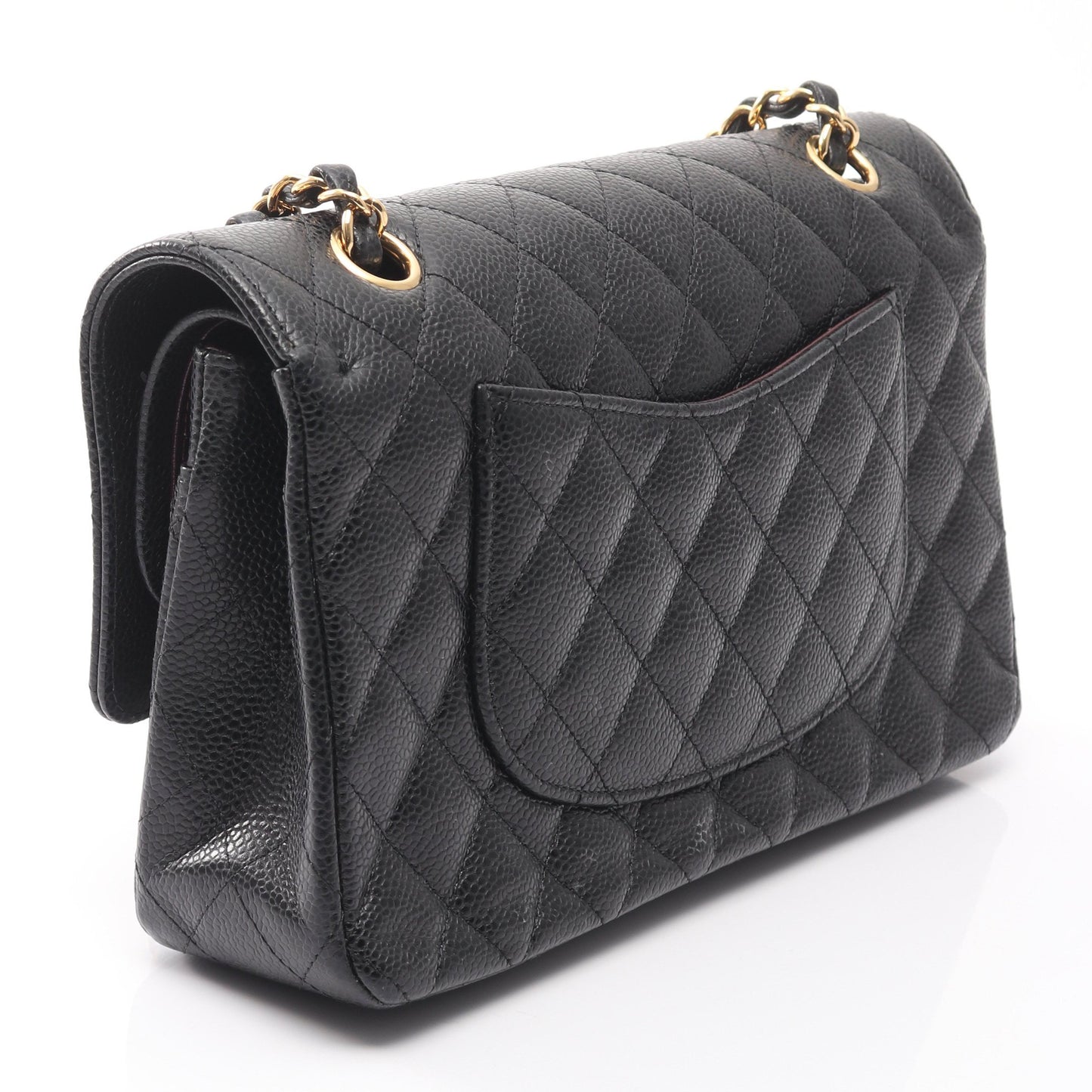 マトラッセ Wフラップ Wチェーンショルダーバッグ キャビアスキン ブラック ゴールド金具 シャネル バッグ CHANEL