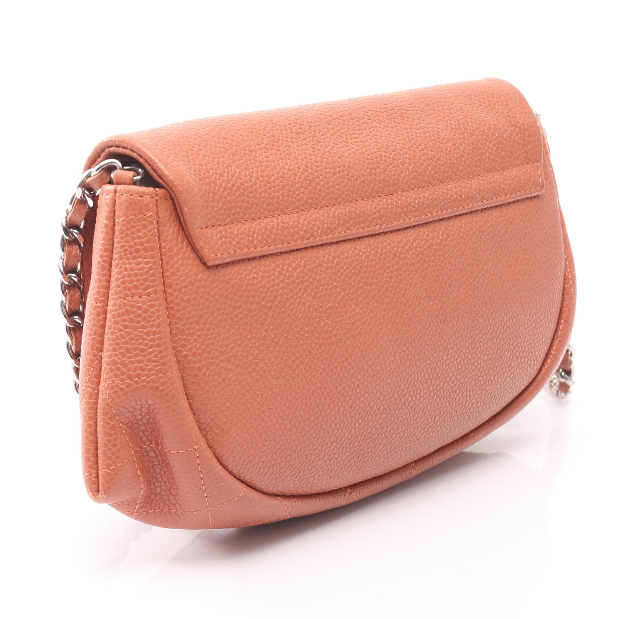 ハーフムーン ココマーク チェーンウォレット キャビアスキン ピンク