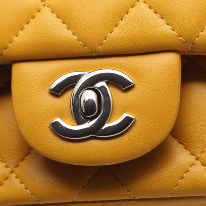 ミニマトラッセ チェーンショルダーバッグ ラムスキン オレンジイエロー シルバー金具 シャネル バッグ CHANEL