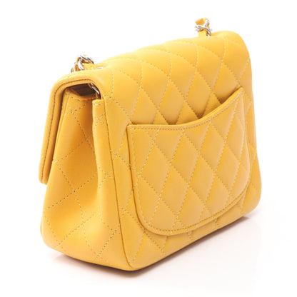 ミニマトラッセ チェーンショルダーバッグ ラムスキン オレンジイエロー シルバー金具 シャネル バッグ CHANEL