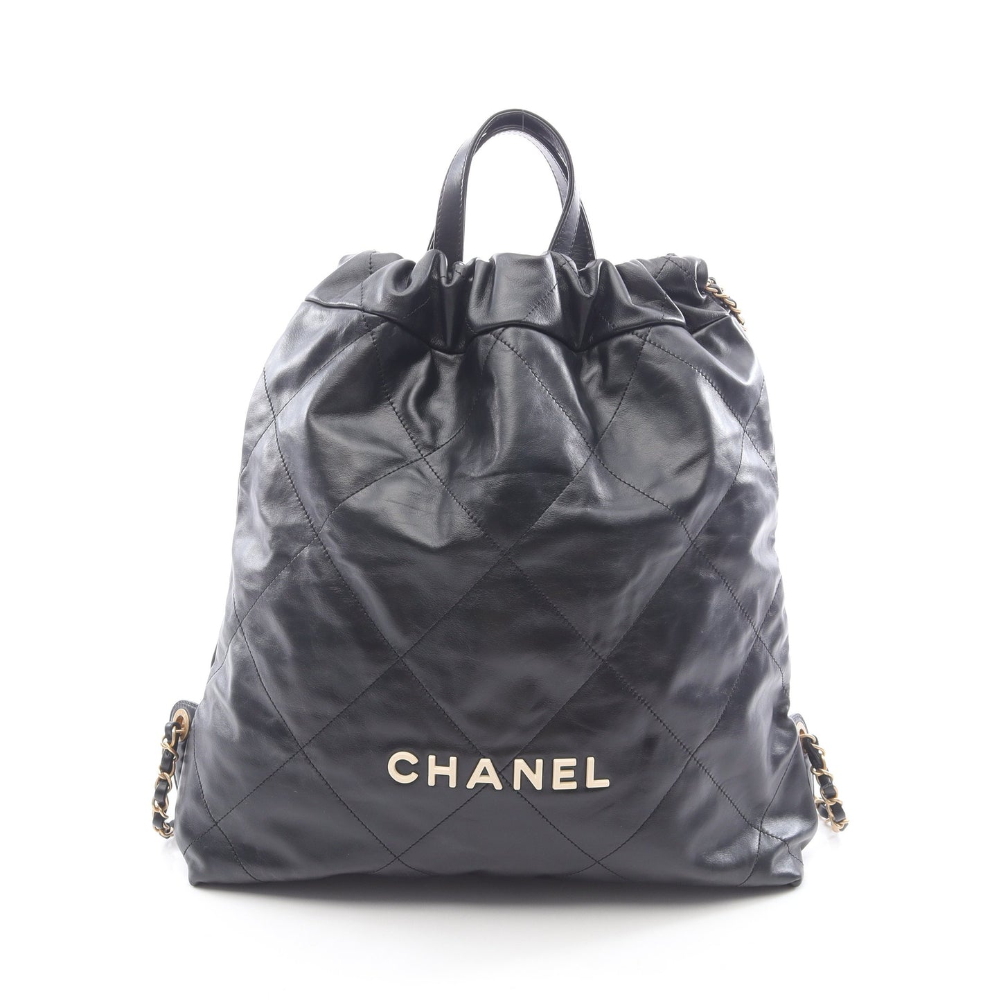 シャネル 22 ラージ バックパック リュックサック レザー ブラック ゴールド金具 シャネル バッグ CHANEL