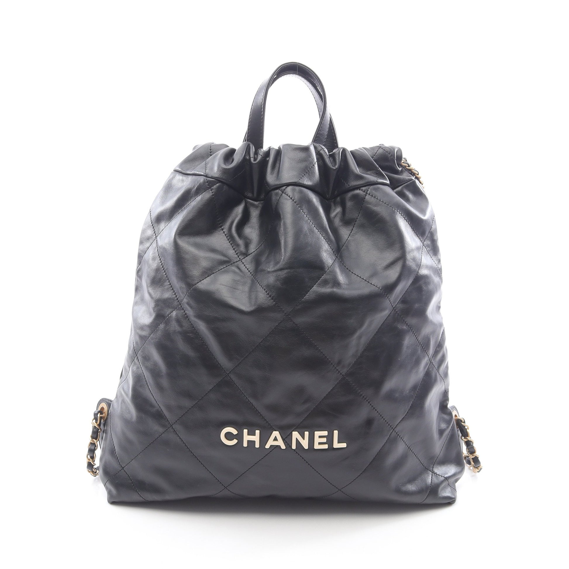 シャネル 22 ラージ バックパック リュックサック レザー ブラック ゴールド金具 シャネル バッグ CHANEL