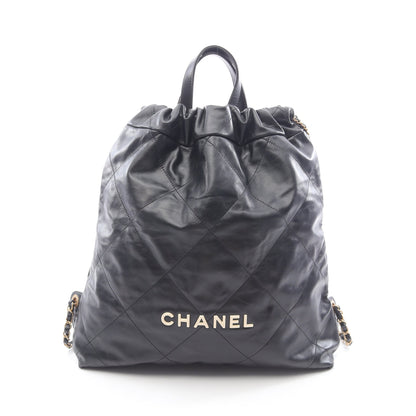 シャネル 22 ラージ バックパック リュックサック レザー ブラック ゴールド金具 シャネル バッグ CHANEL