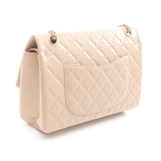 2.55 マトラッセ Wフラップ Wチェーンショルダーバッグ レザー ベージュ ゴールド金具 シャネル バッグ CHANEL