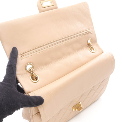 2.55 マトラッセ Wフラップ Wチェーンショルダーバッグ レザー ベージュ ゴールド金具 シャネル バッグ CHANEL