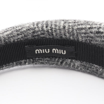 ツイード ロゴ カチューシャ ファブリック グレー ミュウミュウ アクセサリー miu miu