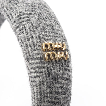 ツイード ロゴ カチューシャ ファブリック グレー ミュウミュウ アクセサリー miu miu