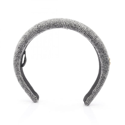 ツイード ロゴ カチューシャ ファブリック グレー ミュウミュウ アクセサリー miu miu