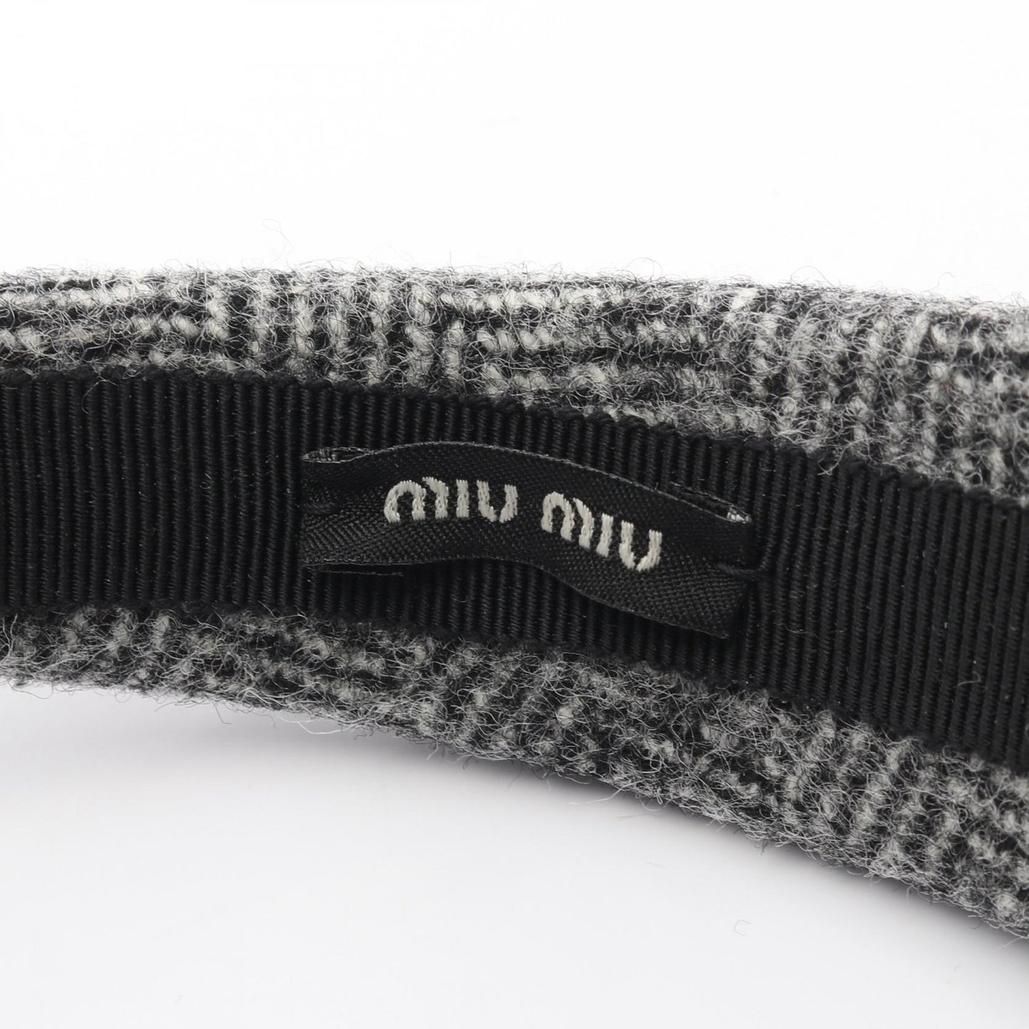 ツイード ロゴ カチューシャ ファブリック グレー ミュウミュウ アクセサリー miu miu