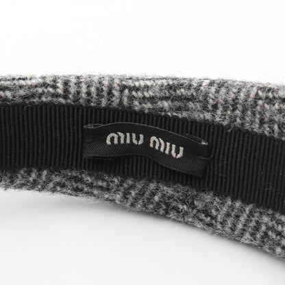 ツイード ロゴ カチューシャ ファブリック グレー ミュウミュウ アクセサリー miu miu