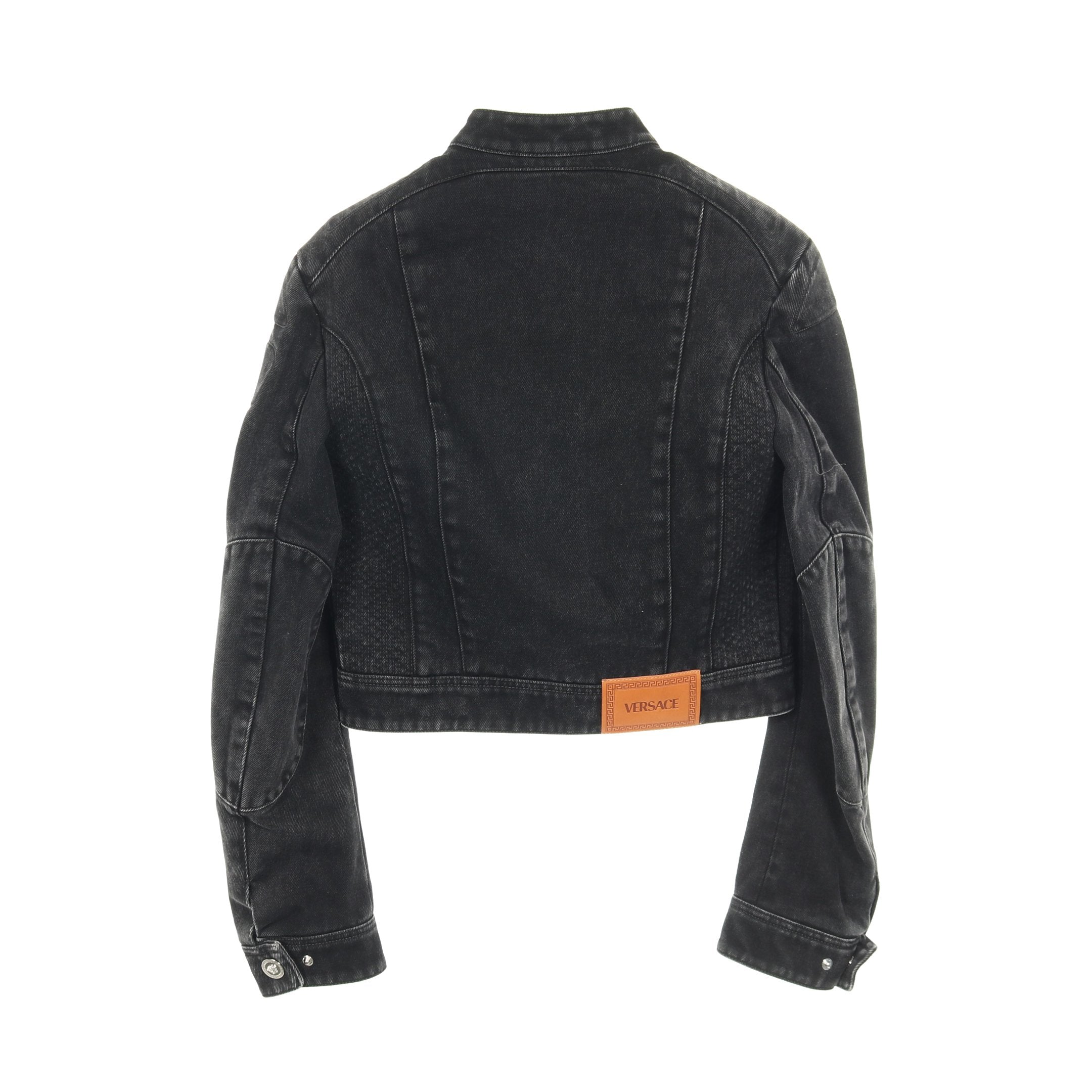 メドゥーサボタン ジップアップ デニムジャケット コットン ブラック