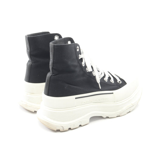 TREAD SLICK プラットフォーム ハイカットスニーカー キャンバス ブラック ホワイト アレキサンダーマックイーン シューズ ALEXANDER MCQUEEN