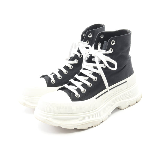 TREAD SLICK プラットフォーム ハイカットスニーカー キャンバス ブラック ホワイト アレキサンダーマックイーン シューズ ALEXANDER MCQUEEN