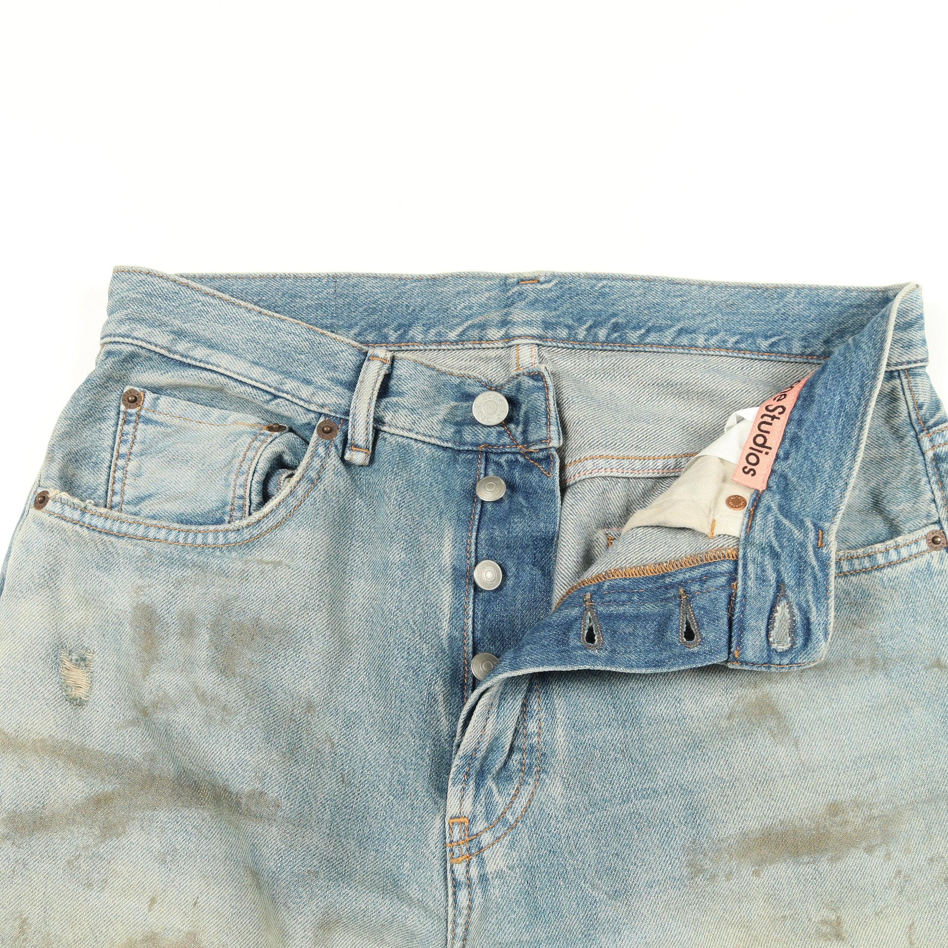 Penicillin distressed ダメージ加工 デニムパンツ コットン ブルー アクネストゥディオズ ボトムス Acne Studios
