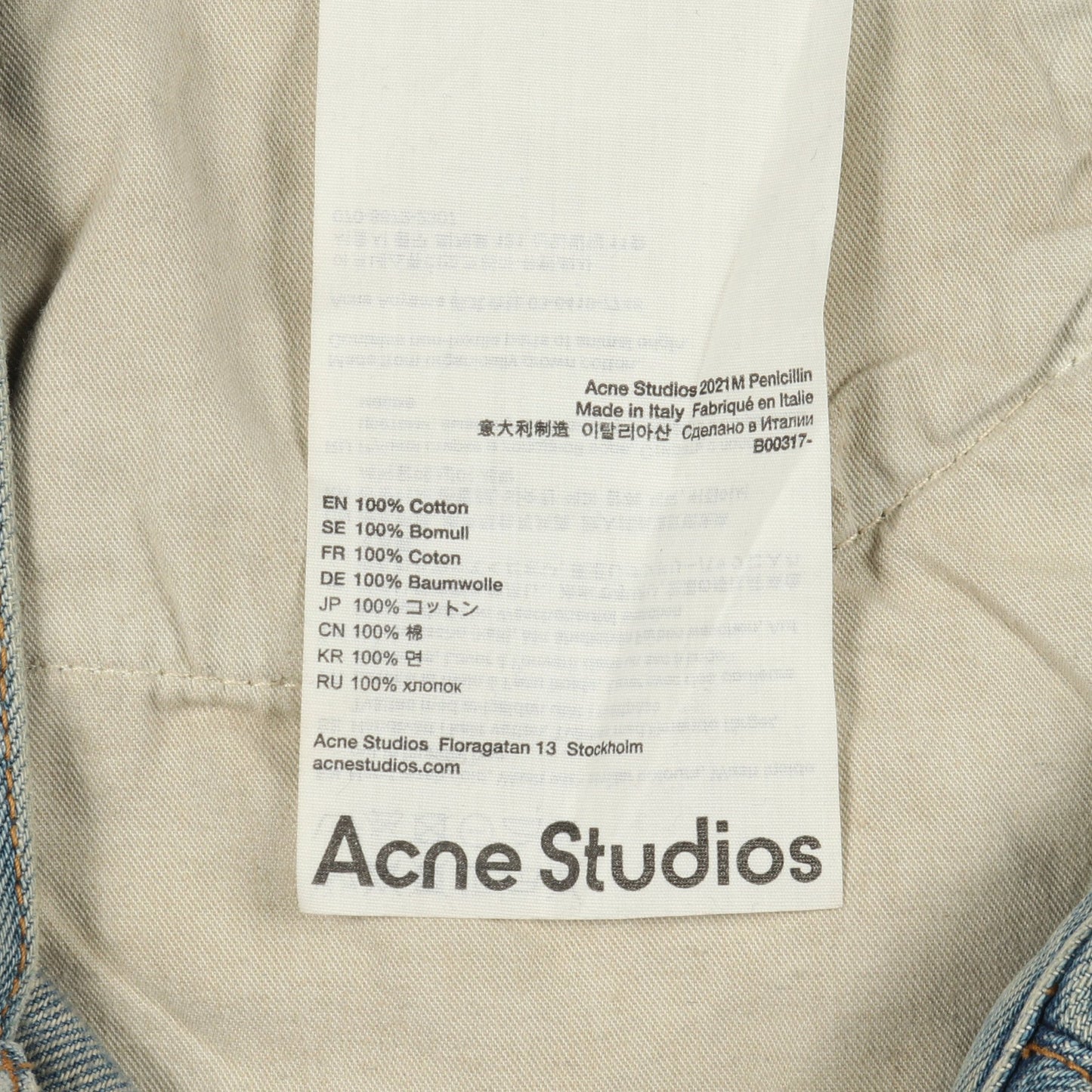 Penicillin distressed ダメージ加工 デニムパンツ コットン ブルー アクネストゥディオズ ボトムス Acne Studios