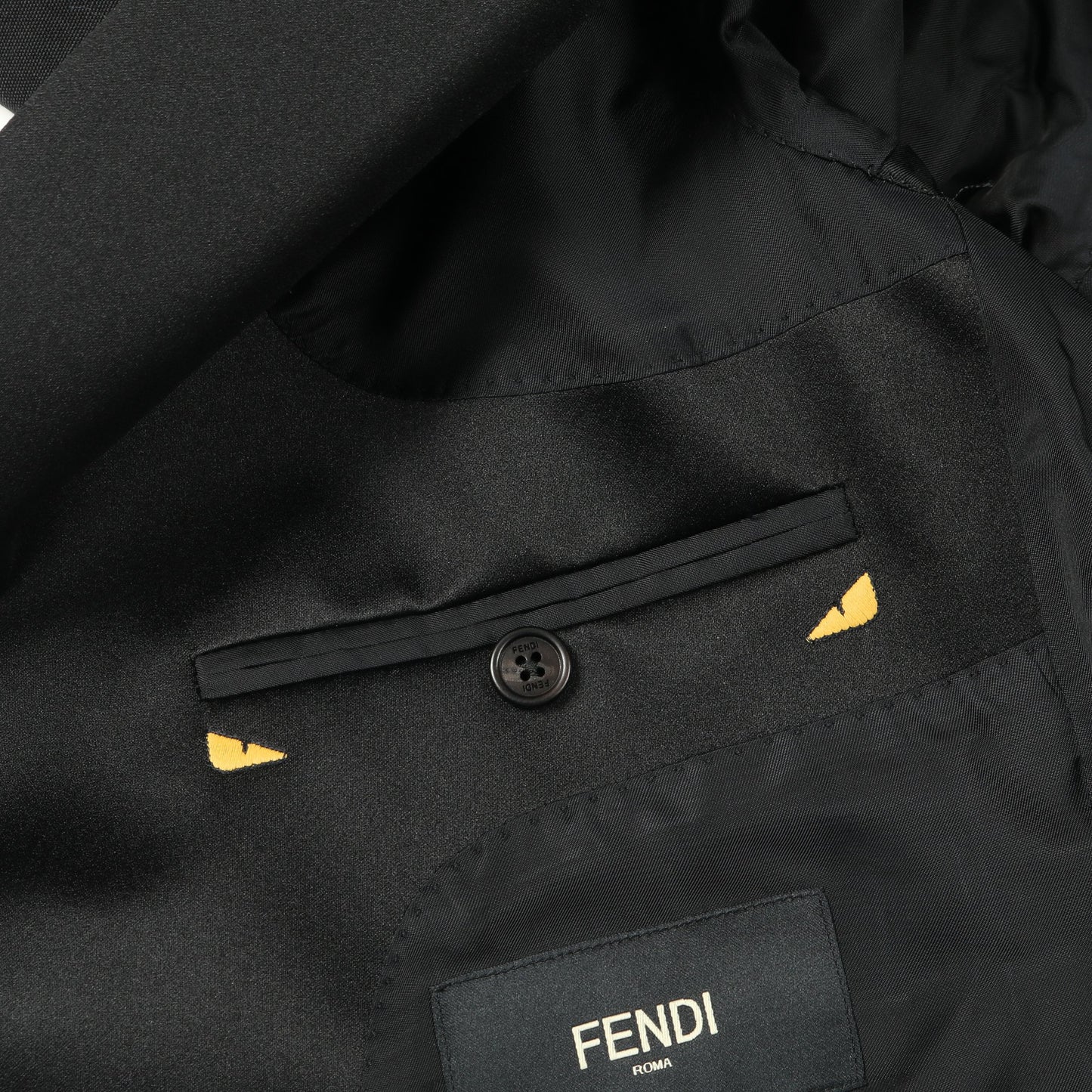 モンスター バグズアイ ショールカラー シングルブレスト テーラードジャケット ウール モヘヤ ブラック フェンディ アウター FENDI