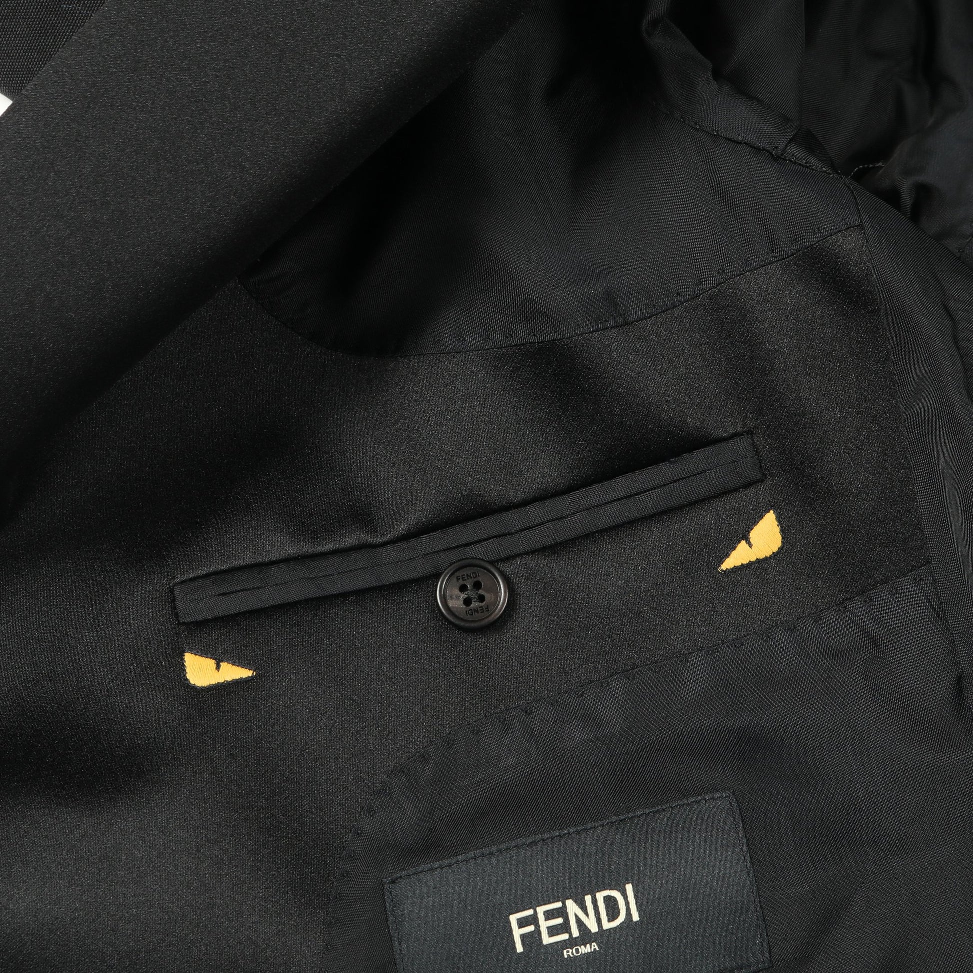 モンスター バグズアイ ショールカラー シングルブレスト テーラードジャケット ウール モヘヤ ブラック フェンディ アウター FENDI