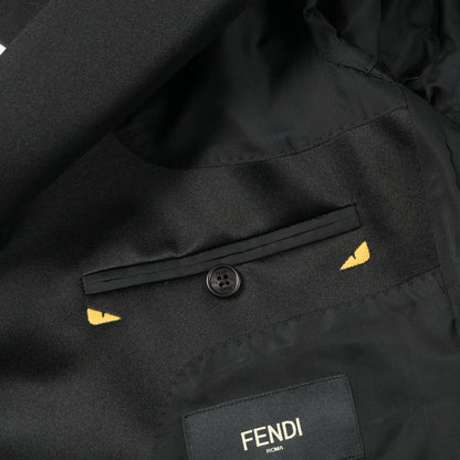 モンスター バグズアイ ショールカラー シングルブレスト テーラードジャケット ウール モヘヤ ブラック フェンディ アウター FENDI