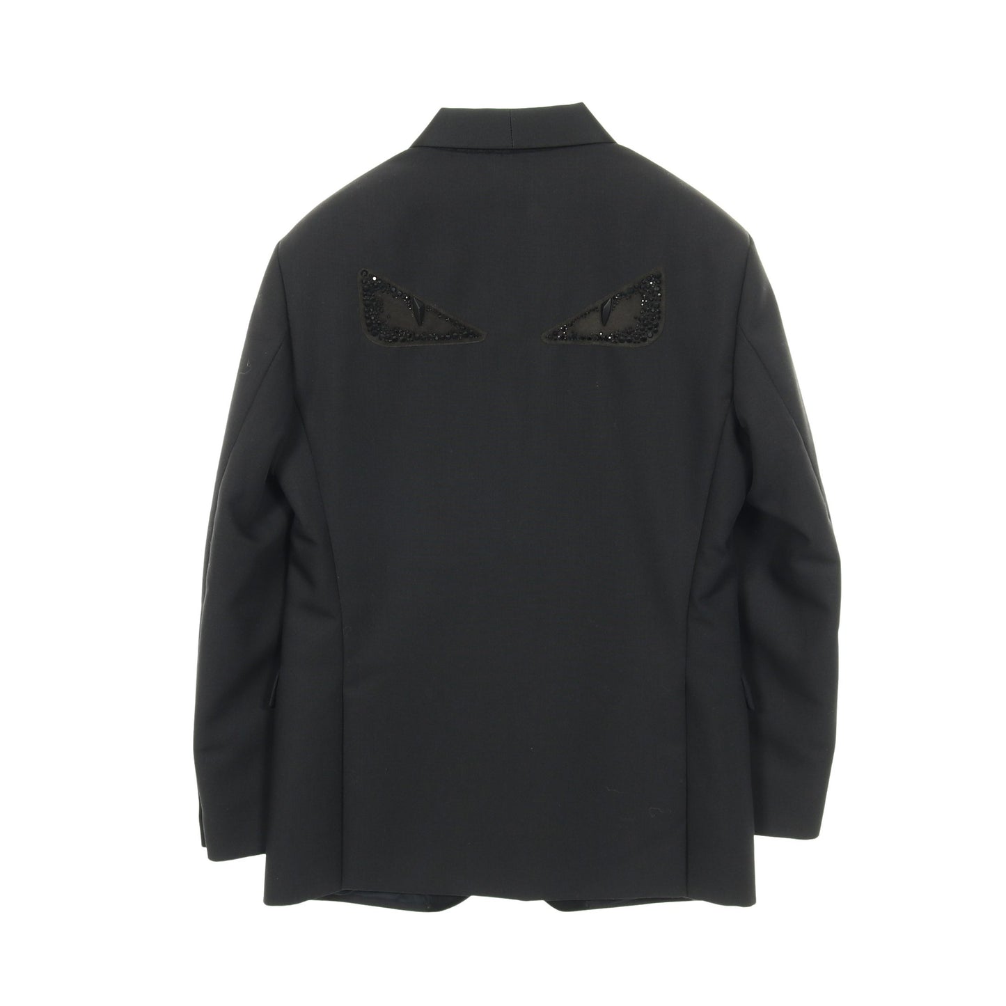 モンスター バグズアイ ショールカラー シングルブレスト テーラードジャケット ウール モヘヤ ブラック フェンディ アウター FENDI