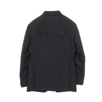 モンスター バグズアイ ショールカラー シングルブレスト テーラードジャケット ウール モヘヤ ブラック フェンディ アウター FENDI