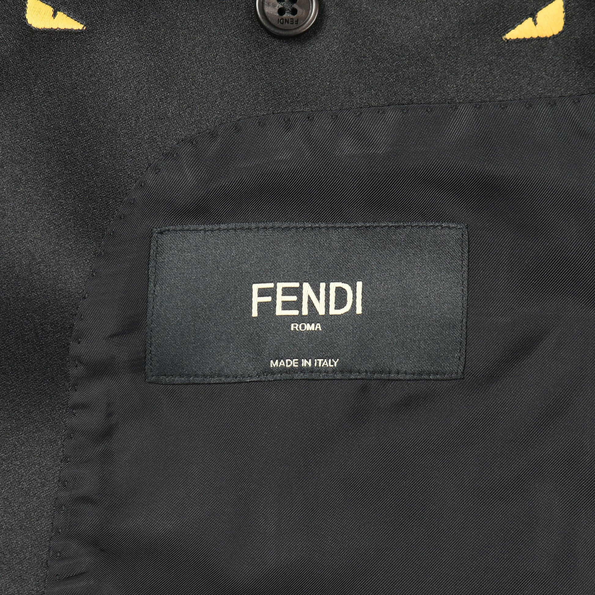 モンスター バグズアイ ショールカラー シングルブレスト テーラードジャケット ウール モヘヤ ブラック フェンディ アウター FENDI