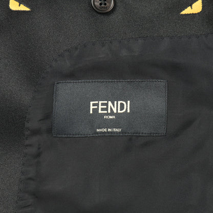 モンスター バグズアイ ショールカラー シングルブレスト テーラードジャケット ウール モヘヤ ブラック フェンディ アウター FENDI