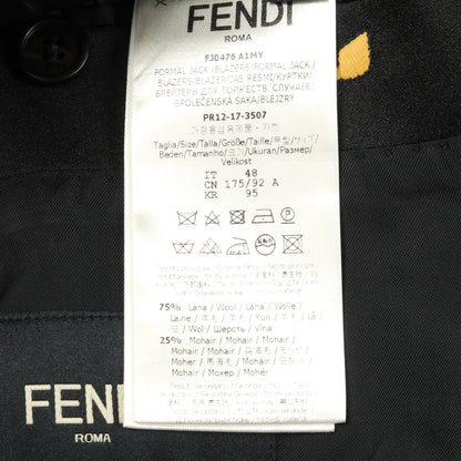 モンスター バグズアイ ショールカラー シングルブレスト テーラードジャケット ウール モヘヤ ブラック フェンディ アウター FENDI