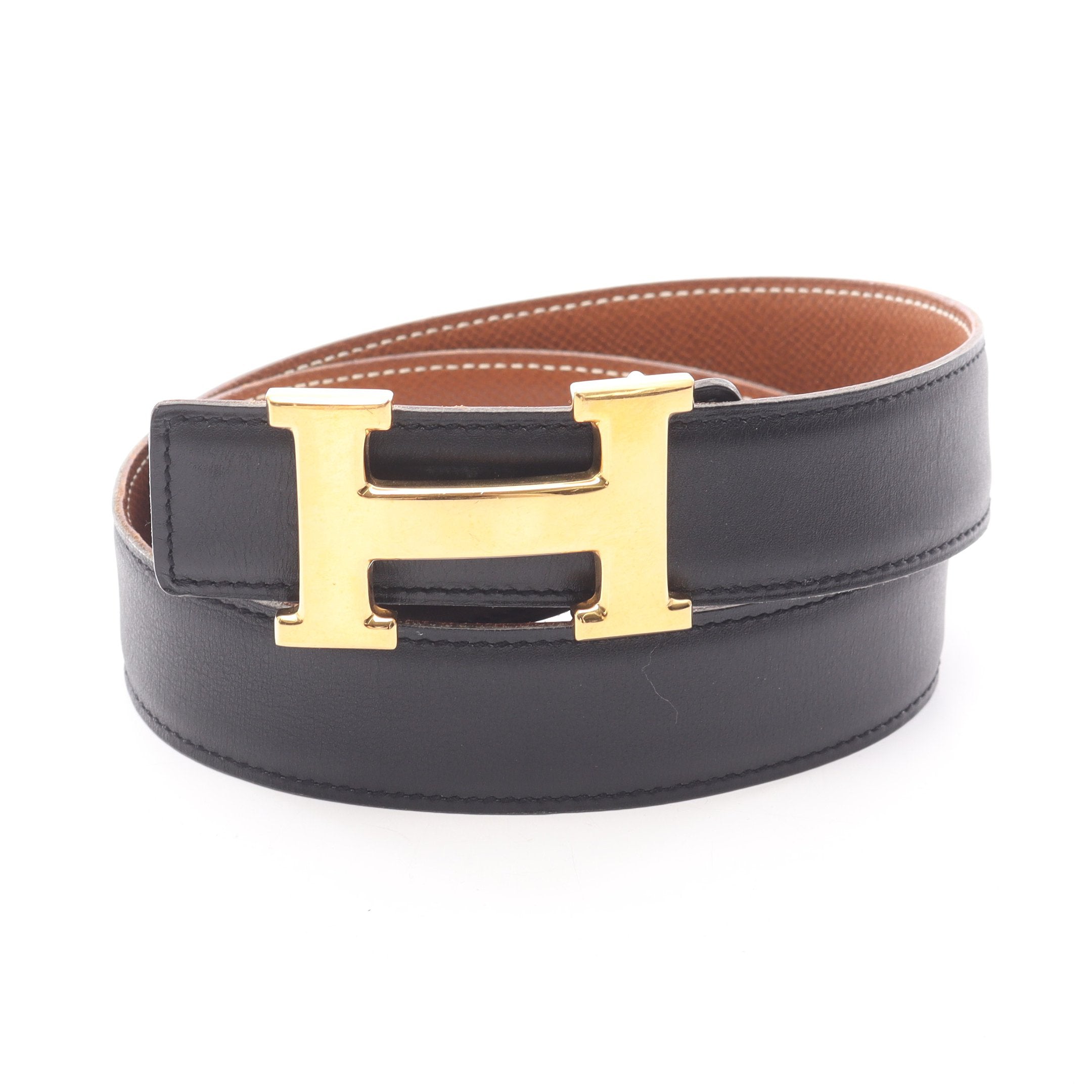 コンスタンス Hベルト ノワール ゴールド ベルト ボックスカーフ