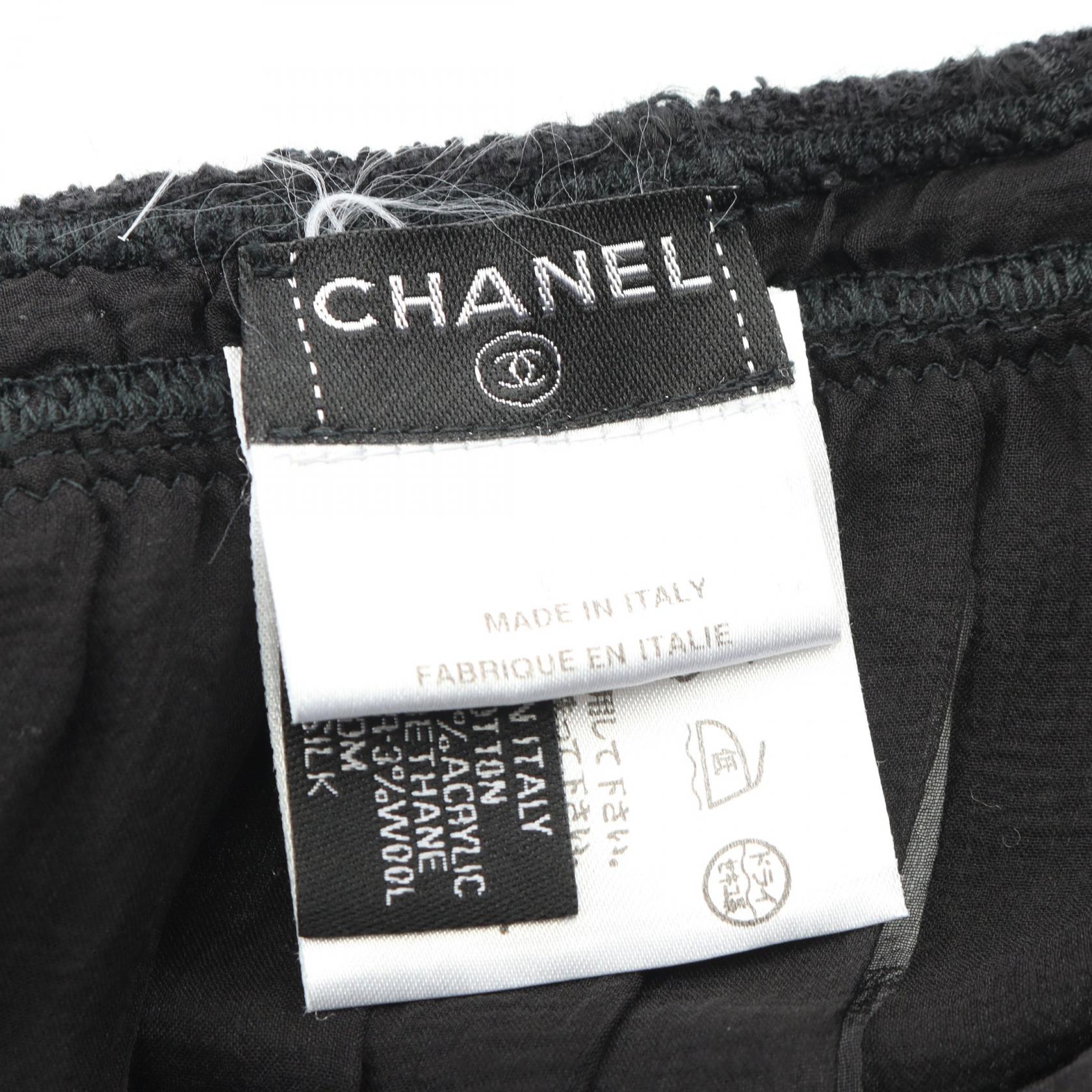 キャミソール リボン コットン ブラック 切替 シャネル トップス CHANEL