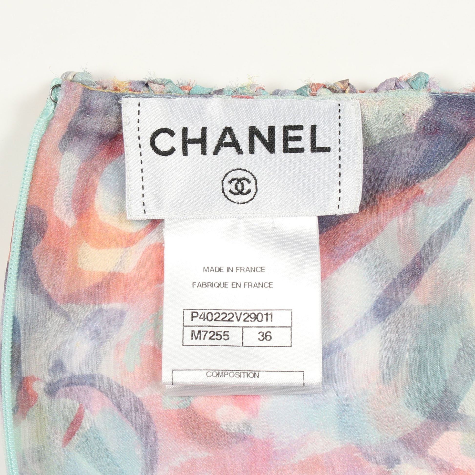 ワンピース ノースリーブ 総柄 シルク マルチカラー シャネル ワンピース CHANEL
