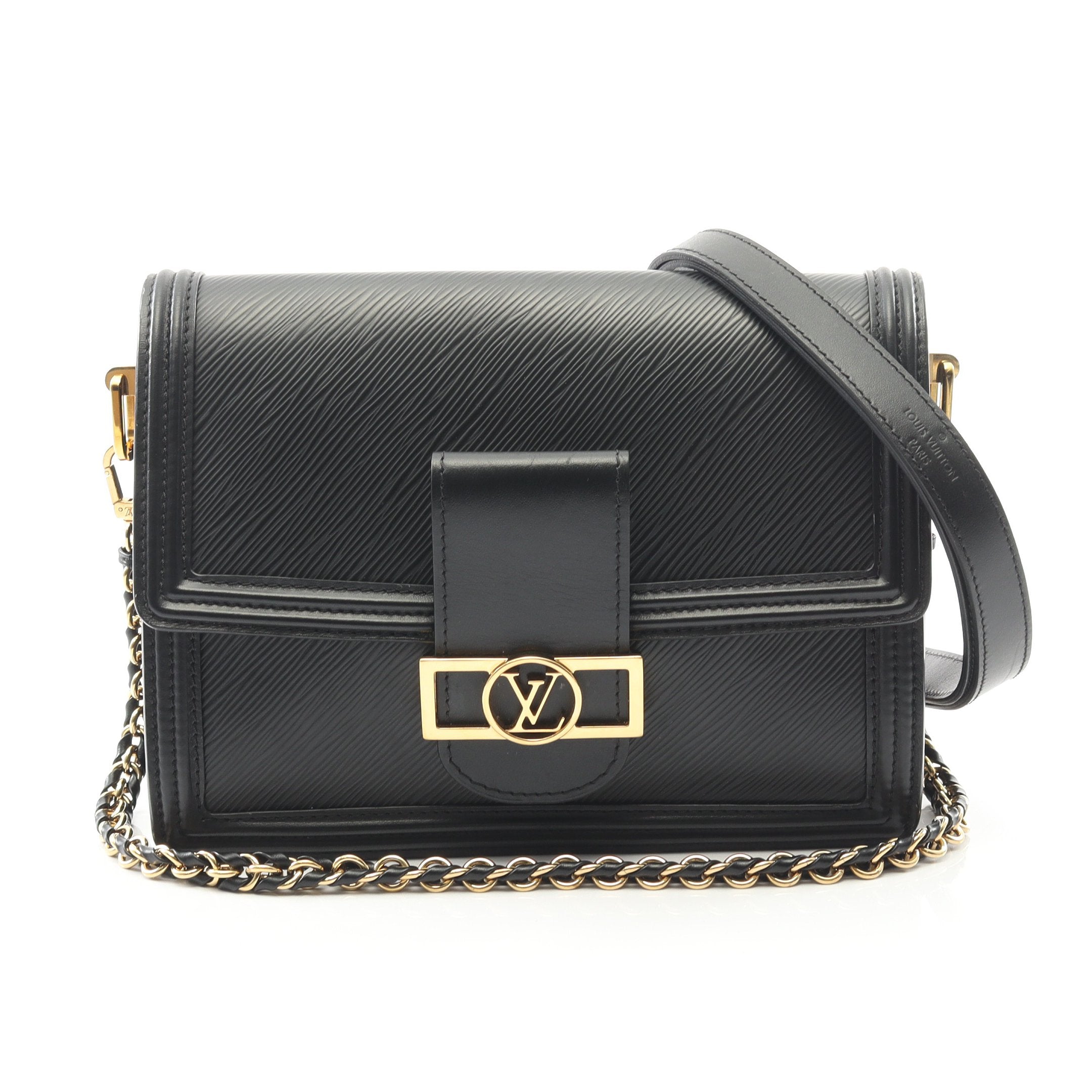 ドーフィーヌ NV MM エピ ノワール ショルダーバッグ レザー ブラック