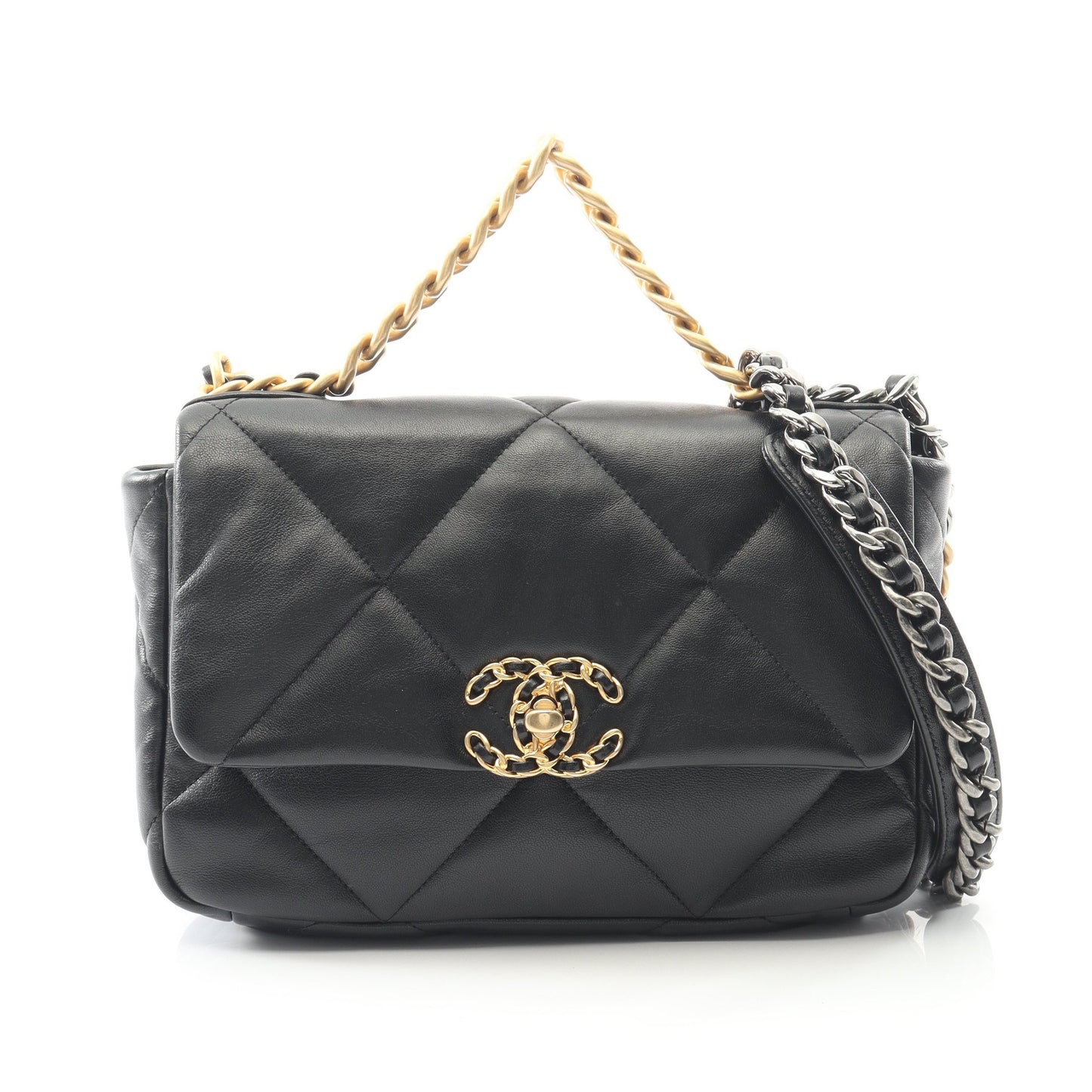 19 ディズヌフ マトラッセ チェーンショルダーバッグ ラムスキン ブラック コンビ金具 2WAY シャネル バッグ CHANEL