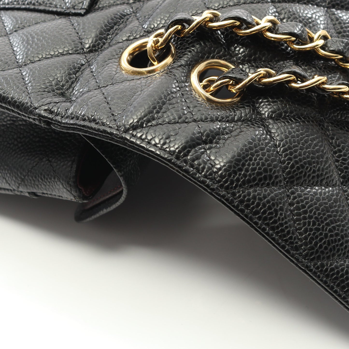 マトラッセ Wフラップ Wチェーンショルダーバッグ キャビアスキン ブラック ゴールド金具 シャネル バッグ CHANEL
