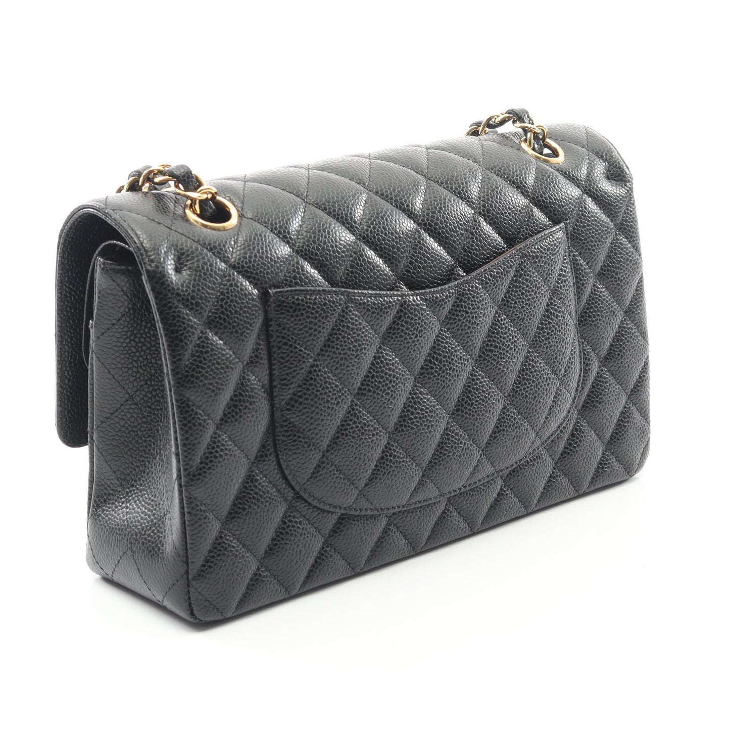 マトラッセ Wフラップ Wチェーンショルダーバッグ キャビアスキン ブラック ゴールド金具 シャネル バッグ CHANEL
