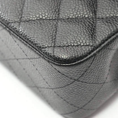 マトラッセ Wフラップ Wチェーンショルダーバッグ キャビアスキン ブラック シルバー金具 シャネル バッグ CHANEL