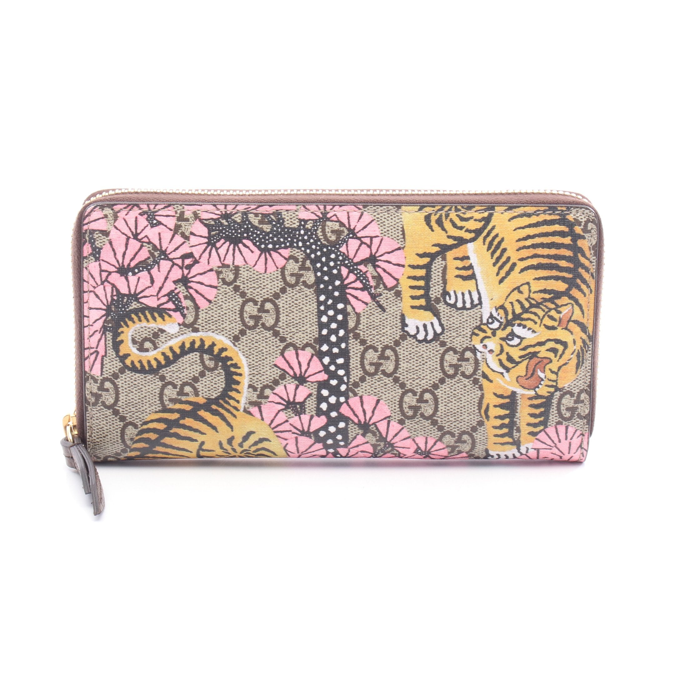 GGスプリーム ラウンドファスナー長財布 ベンガル トラ PVC ベージュ