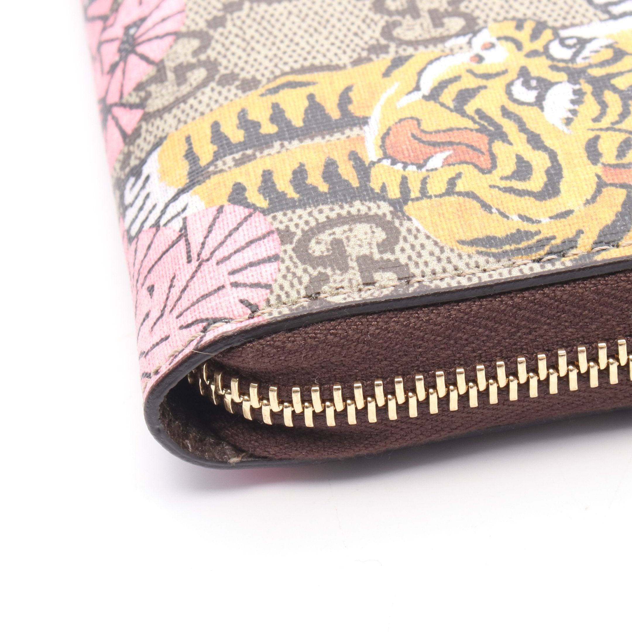 GGスプリーム ラウンドファスナー長財布 ベンガル トラ PVC ベージュ