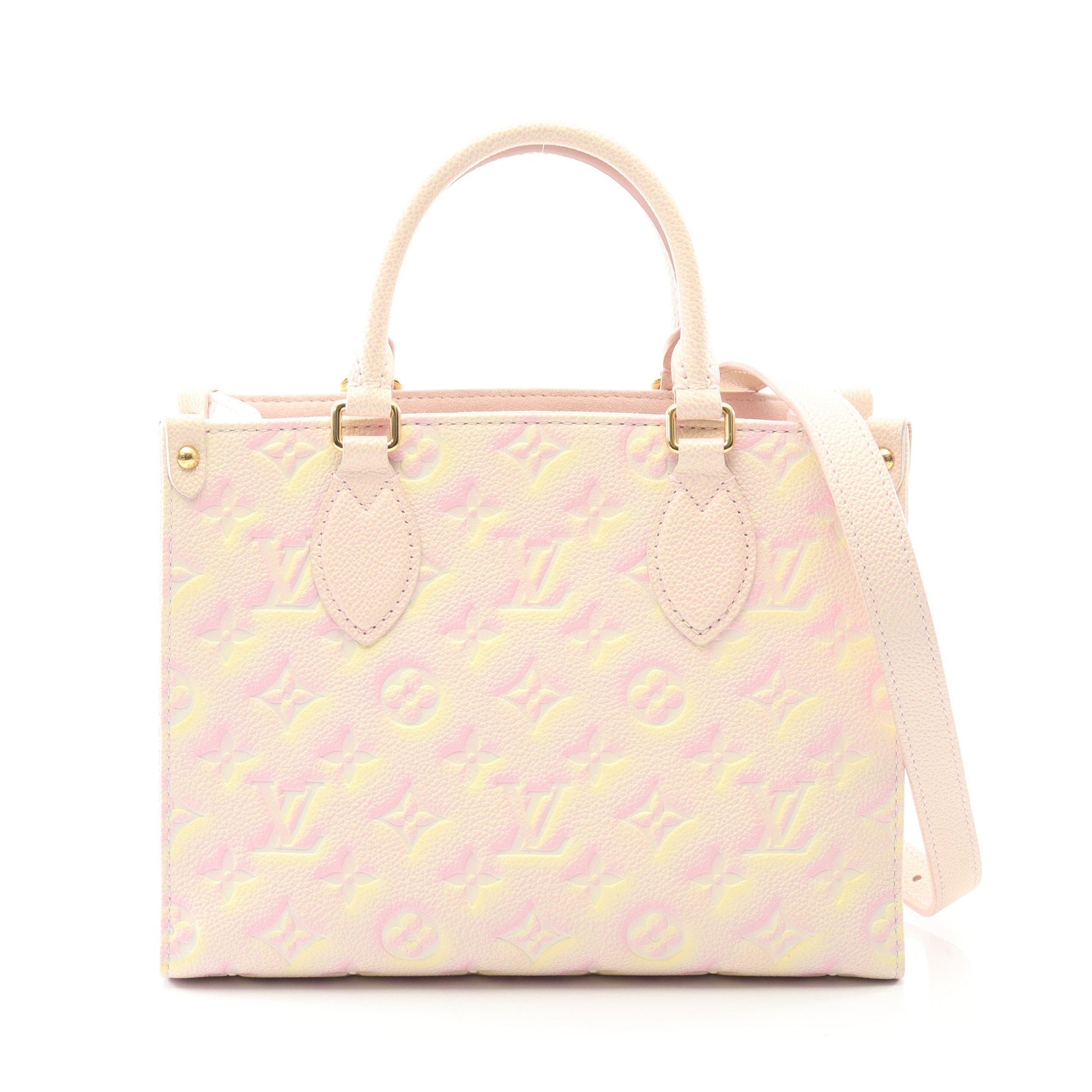 オンザゴーPM モノグラムアンプラント サマースターダスト ハンドバッグ レザー ピンク イエロー 2WAY ルイヴィトン バッグ LOUIS VUITTON