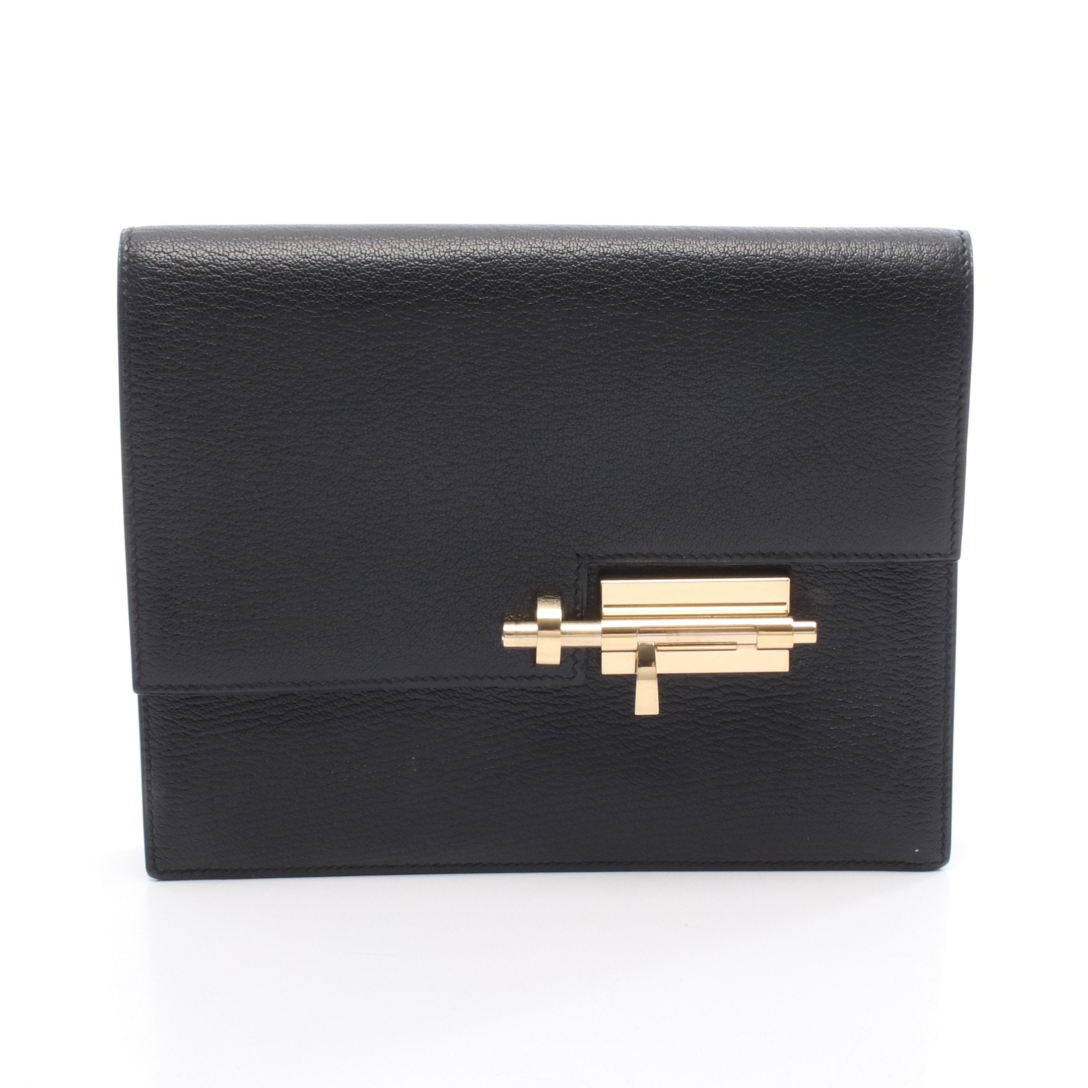 新品同様 エルメス HERMES 2way ショルダー クラッチ バッグ ボックスカーフ リザード ブラック 〇W刻印 ゴールド 金 VLP 90236448 ヴェルー クラッチバッグ シェーブル ブラック ゴールド金具 C刻印