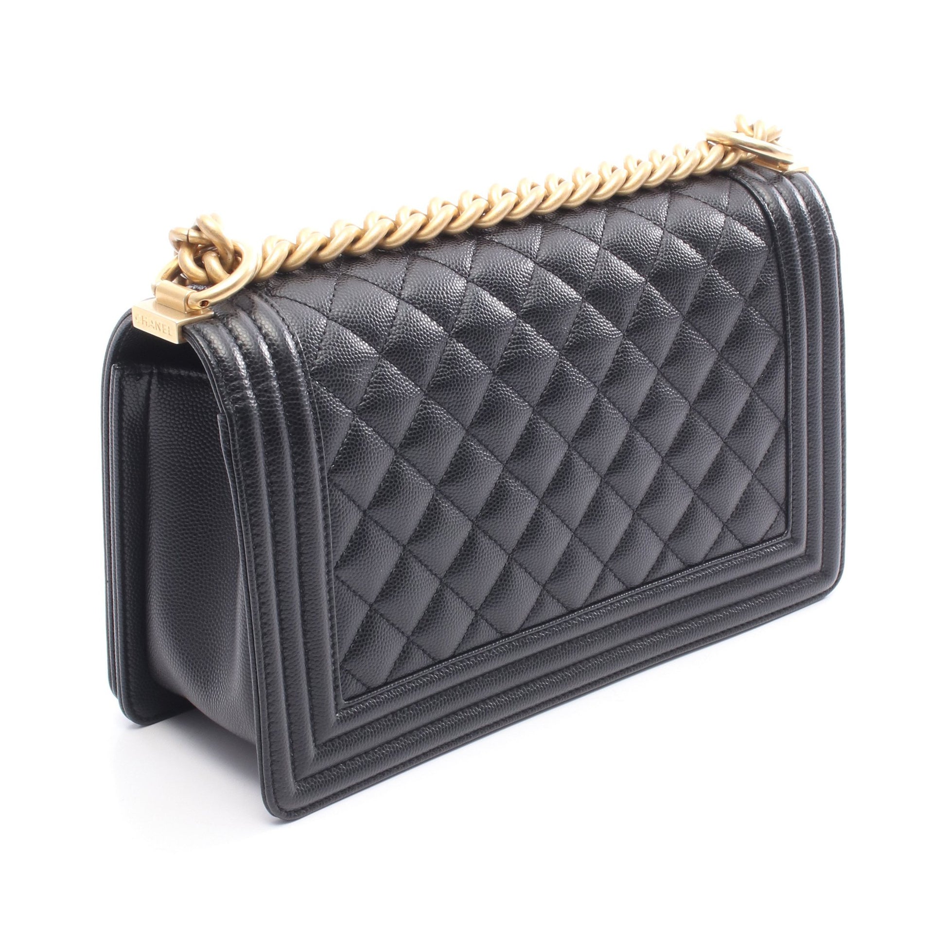 ボーイシャネル チェーンショルダーバッグ キャビアスキン ブラック ゴールド金具 シャネル バッグ CHANEL